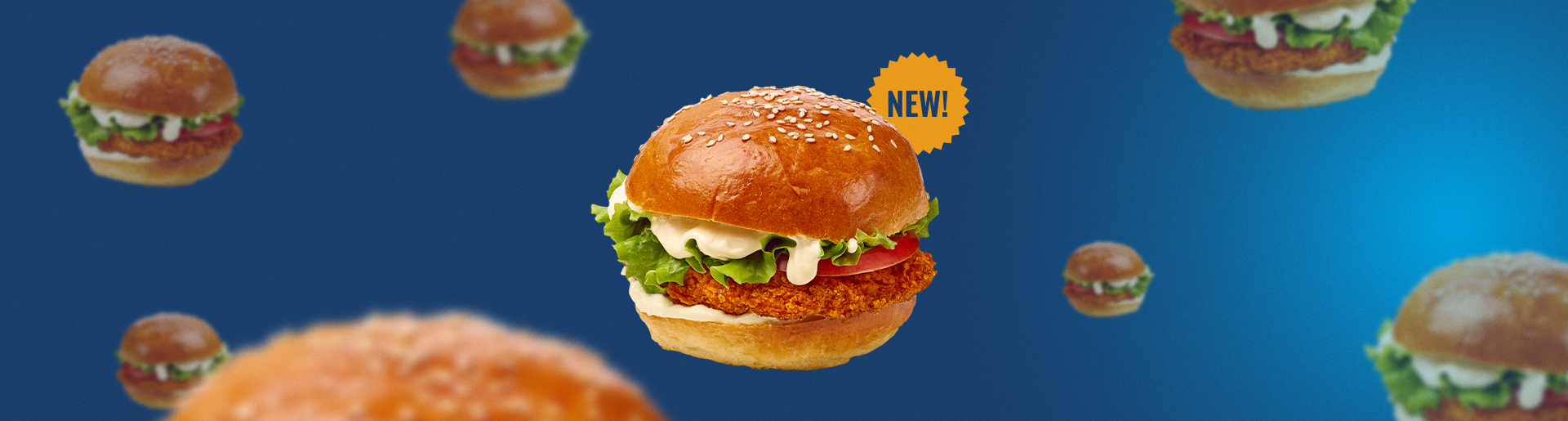 Fried chicken sandwiches on blue background